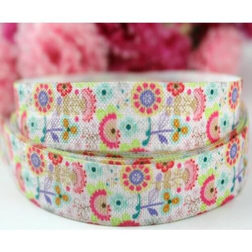 5/8'' 16mm FOE flowers printed elastic ribbon foe ribbon DIY handmade stretch elastic ribbon 50 yards can custom