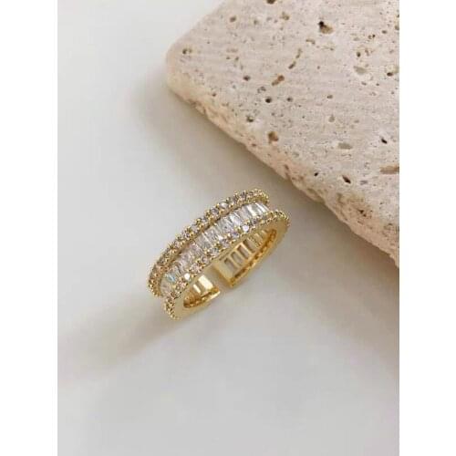 Luxury Brand Design Zircon Ring Jewelries For Women Gold Opening Simple Round Finger Rings Girls Charms Jewellery