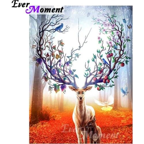 Ever Moment Diamond Painting Deer 5D DIY Full Square Mosaic Diamond Embroidery Rhinestones Home Decorations Gift ASF1258