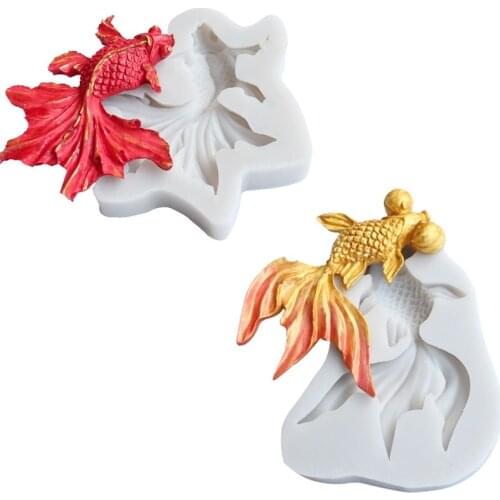 Goldfish shape silicone mold DIY fondant cake gypsum clay resin soft pottery crafts mold