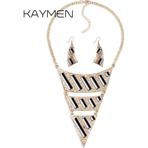 KAYMEN New Design Especial Triangle Shape Exaggerated Pendant Necklace Wedding Party Fashion Womens Necklace 5 Colors Maxi