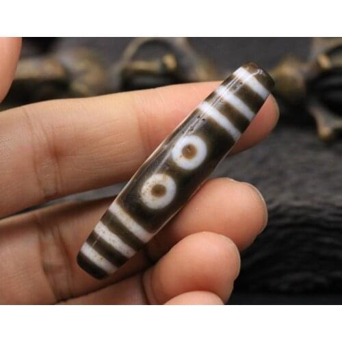 Collectible Treasure Unique Energy LKbrother Sauces Rare Style Magic Power Tibetan Old Agate 5 Eye Totem dZi Bead Amulet AAAA 54