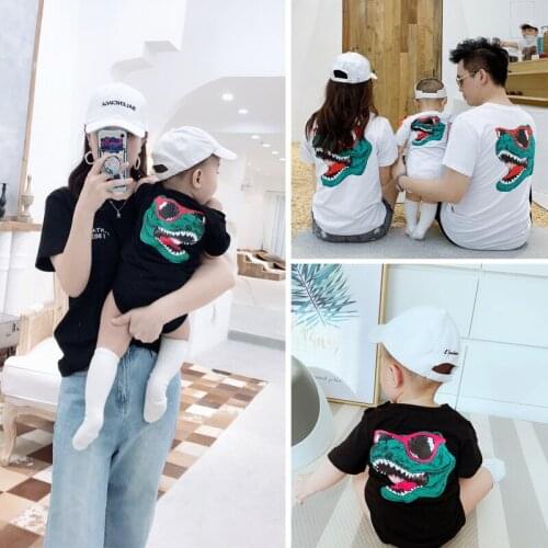 Family matching clothes dinosaur summer tshirt family look couple clothes Kids clothes cotton baby romper mother baby clothes
