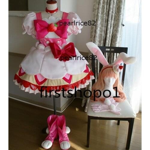 KiraKira Pretty Cure A La Mode costume Cure Whip Usami Ichika Pink cosplay Dress includes shoes
