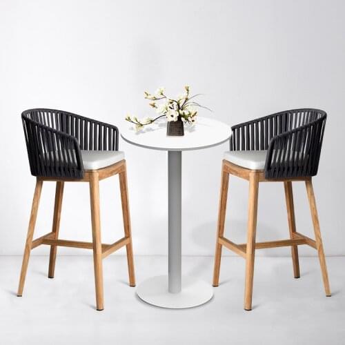FOSUHOUSE Creative Bar Chair Restaurant Bar Solid Wood Feet Bar Chairs Modern Home Kitchen Bar Furniture Rattan Backrest Chair