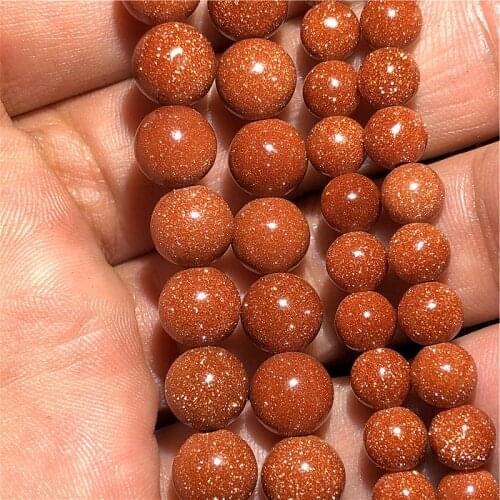 Round 4/6/8/10mm Gold Sandstone Loose Beads for DIY Craft Bracelet Necklace Jewelry Making