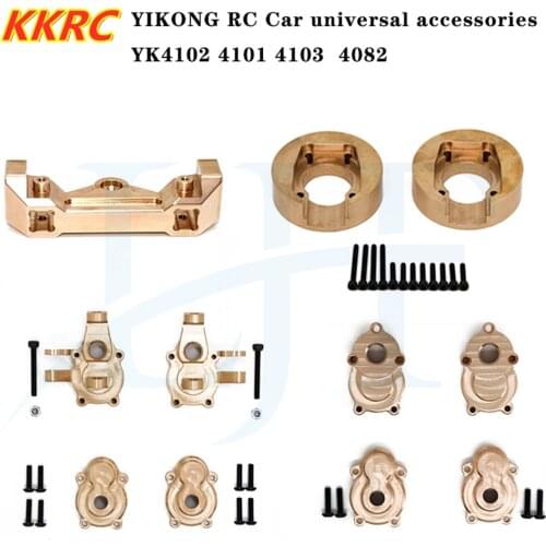 YiKong Brass Front Steering Group Rear Axle Mount Front Bumper Mount Counterweight for 1/10 YK4102 YK4103 1/8 YK4082 RC Crawler