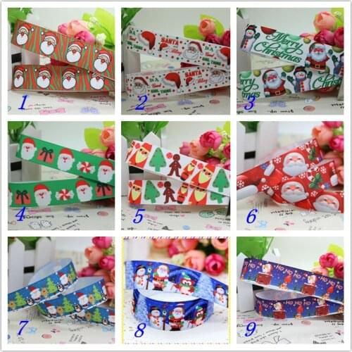 7/8'' Free shipping christmas santa printed grosgrain ribbon hairbow headwear party decoration diy wholesale OEM 22mm S362