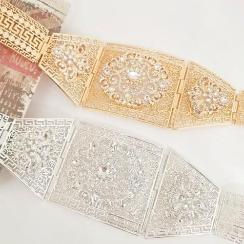 Morocco fashion atmosphere belt, hollow design with rhinestone, womens wedding fashion alloy belt, adjustable length