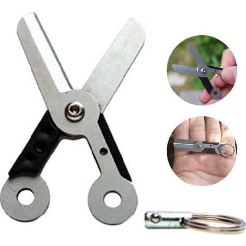 Mini EDC Stainless Steel Scissors Key Pendant Creative Gift Outdoor Survival Scissors Spring Latch Anti-lost Design Scissors