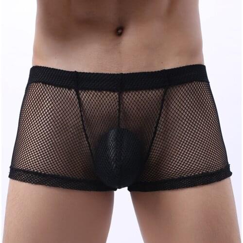 Transaprant Mens Boxer Shorts Low Waist Fine Mesh Sexy Men Underwear
