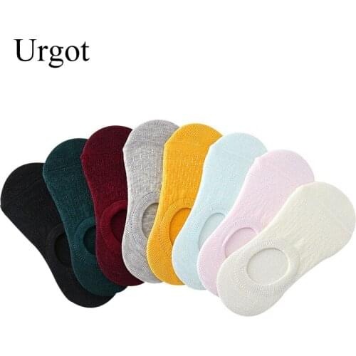 Urgot 10 Pairs Womens Socks 8 Colors Silicone Anti-skid Invisible Boat Socks Summer Cotton Korean Candy Color Socks Calcetines