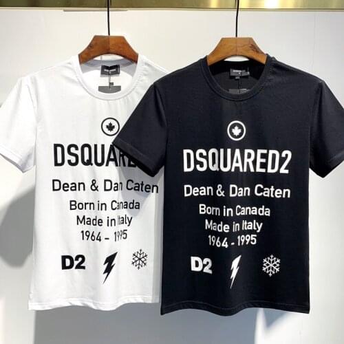 New Dsquared2 Street Hip-Hop Round Neck Short-Sleeved T-shirt Cotton Locomotive Letter Printing Casual Tee Men/Women DT706