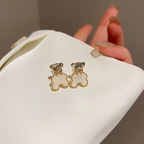 New Arrival Stud Earrings Metal Women Classic Bowknot Shell Bear Earrings Korean Small Cute Simple Earrings Jewelry