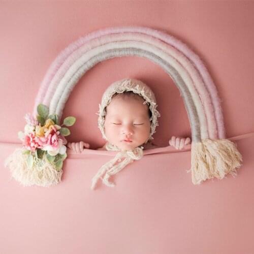 New Colorful Handcraft Rainbow Infant Photo Shoot Props with Long Tassels for Newborn Baby Photography Accessories