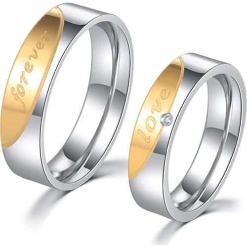 Love Forever Couple Ring for Women Men Stainless Steel Engagement Wedding Rings