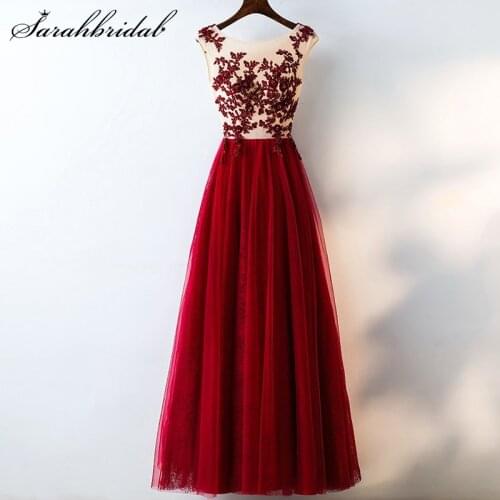 Charming Evening Gown Applique Embroidery Beads Floor Length Scoop Sleeveless Sexy Back A Line Party Dresses Robe De Soiree 3147