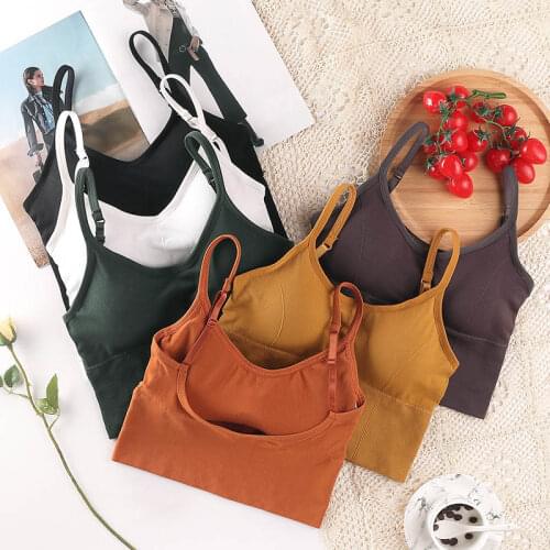 Pure Color Push Up Bras Underwear Summer Cotton Sport Tops For Women Fashion Running Fitness Bra U Shape Seamless Top Female