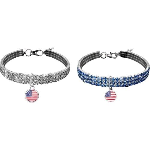 Pet Necklace Dog Cat Collar For American Independence Day Festival Celebration Flag Collar Elastic Jewelry For Dog Cat