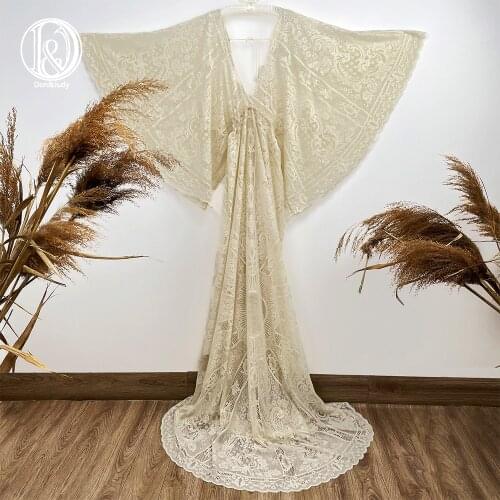 Don&Judy Retro V-Neck Lace Kaftan Boho Maternity Dress Photography Photoshoot Party Gown Custom Made Pregnancy Dress Photo Shoot