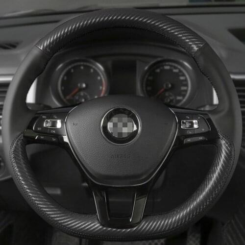 Customized Hand-sewn Carbon Fiber Suede Car Steering Wheel Cover for Volkswagen T-cross Tharu Tiguan L Tange Bora Santana Jetta