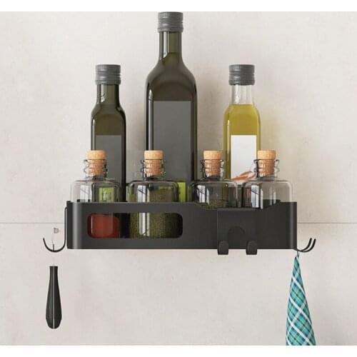 Stainless Steel Kitchen Storage Shelf Wall-mounted Rack for Bottle Punch-Free Bathroom Shelves for Shampoo Facial Cleanser