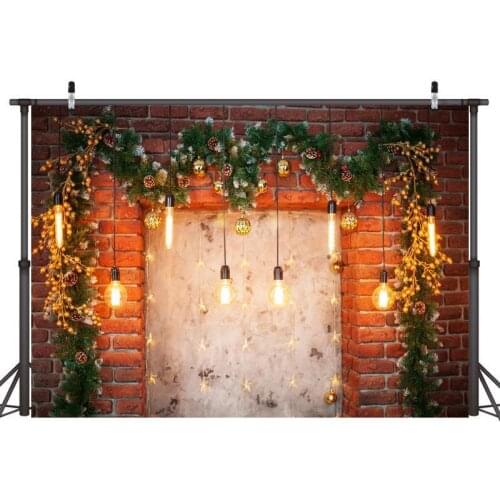 Christmas Photography Background Door Panel X-mas Garland Kids Party Props Printed Banner White Wall Backdrop For Photo Studio