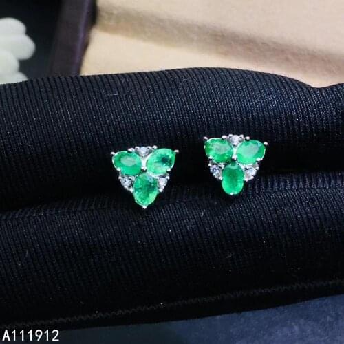 KJJEAXCMY fine jewelry natural Emerald 925 sterling silver women earrings new Ear Studs support test popular hot selling