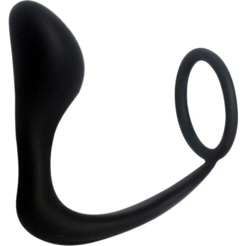 Silicone Anal Plug Prostate Massager G-Spot Black Vibrator Male Masturbator Penis Ring Anal Butt Plug Sex Toys for Men GS0221-A