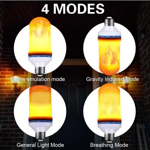 LED Bulb E27 Dynamic Flame Effect Light Bulb Multiple Mode Creative Corn Lamp Decorative Light for Bar Party Christmas Halloween
