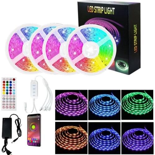 LED Lights Strir RGB Strip SMD 5050 Waterproof 10M 15M 20M DC 12V Power RGB LED Light Strip With WIFI/Bluetooth Music Controller