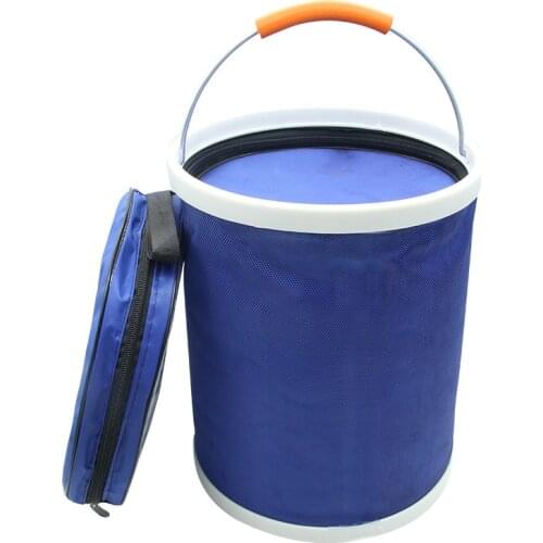 13L thick folding canvas bucket fishing cleaning car wash bucket with zipper bag R-13L03