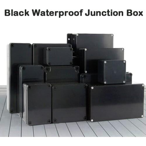 Waterproof Black Box Plastic ABS Enclosure Project Box Case Eletrical Housing Connector Storage Battery Supplies Box Self-made