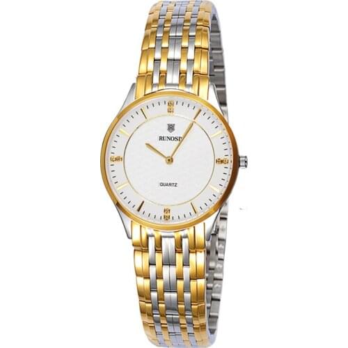 RUNOSD Ladies Watch Luxury Zircon Gold Dial Miyota Quartz Movement Sapphire Crystal Stainless Steel 5197L