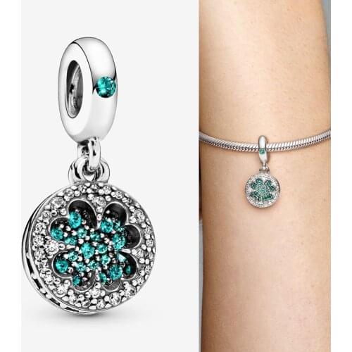 Original 925 Sterling Silver Charm Creative Lucky Clover Pendant Fit Pandora Women Bracelet & Necklace Diy Jewelry