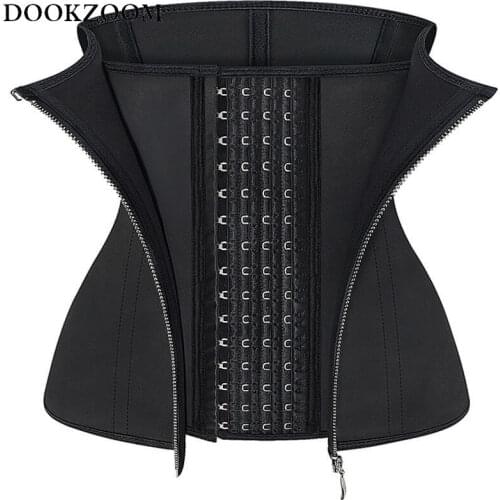 Women Latex Waist Trainer Corset Zipper Cincher Slimming Belly Belt Tummy Trimmer Shaper Control Sheath Girdle Strap Body Shaper