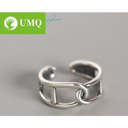 UMQ S925 Sterling Silver Geometric Retro Winding Cross Double Ring Female Korea 925 Original Design Handmade Wind Twist Ring