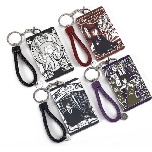 1 Pcs Cartoon Anime Bungou Stray Dogs Pendant Keychains Nakahara Chuya Dazai Osamu Cosplay Props ID Cards Holders Figure Toys