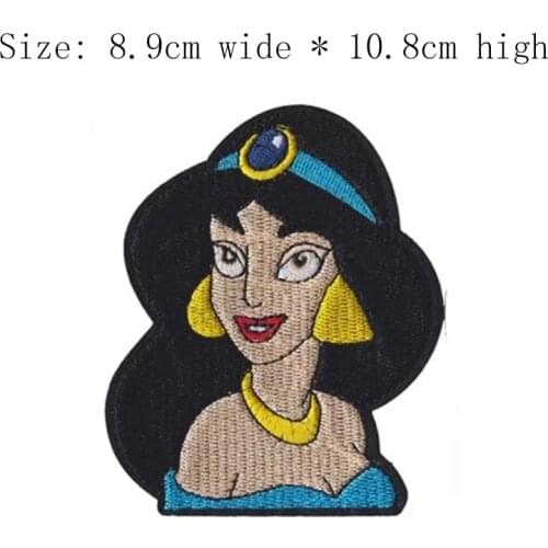1pc Jasmin princess embroidery patch Free shipping for left chest 8.9cm wide iron on sew on for DIY clothing/women/gemstone