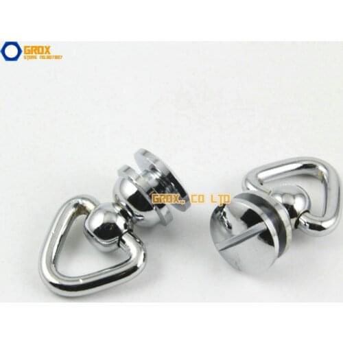 10 Pieces 17mm Leather Craft Belt Solid Brass Triangle D Ring Swivel Head Rivet Back / Silver Color