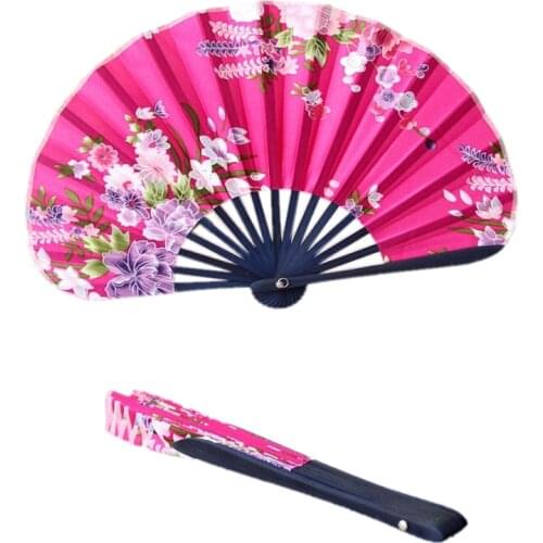 Free shipping 30pcs/lot assorted colors & flower design seashell shape Japanese satin silk fabric folding fan for lady to dance