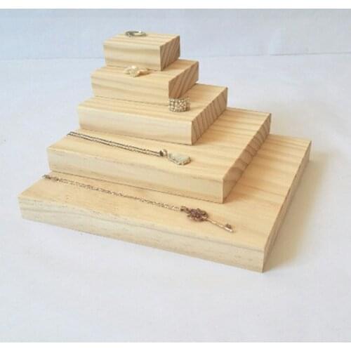 5 Plain Wooden Necklace Earrings Watch Jewelry Display Tray Holder Art Craft