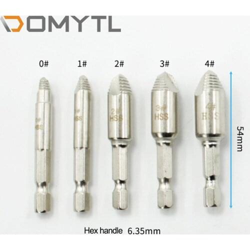 Tap Broken Screw Extractor 5PCS High-speed Steel Chrome-plated Sliding Thread Broken Wire Faucet Wood Screw Extraction Tools