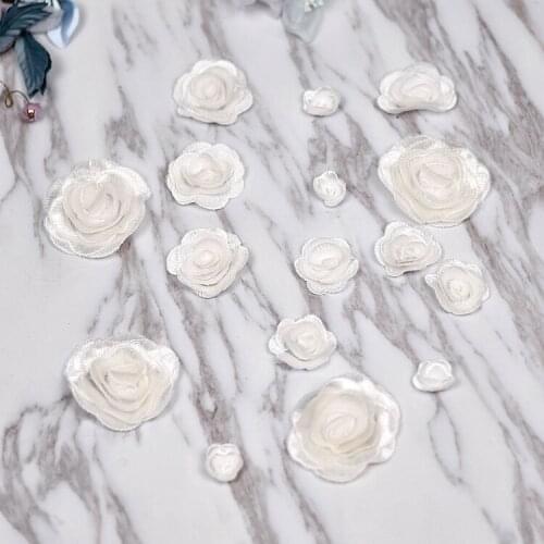 White 3d flower Embroidered Applique patches for clothing sewing women skirt fabric patch garment Accessories Diy decoration