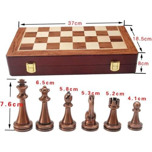 Wooden Chess Set with Felted Game Board Interior for Storage for Chess Lover