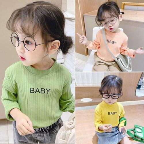 Children Girls Clothes Long Sleeve Shirts Cotton Casual Tees Tops Letters Solid Fall Shirt for Baby Girl Bottoming Shirt Blusas