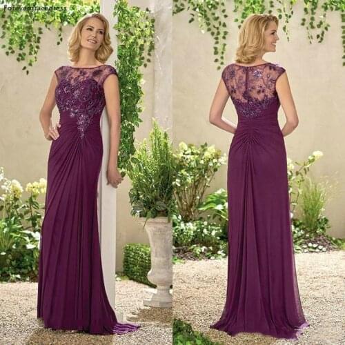 Elegant Plum Column Mother Of The Bride Dress Lace Applique Formal Godmother Wedding Guest Party Gown Plus Size