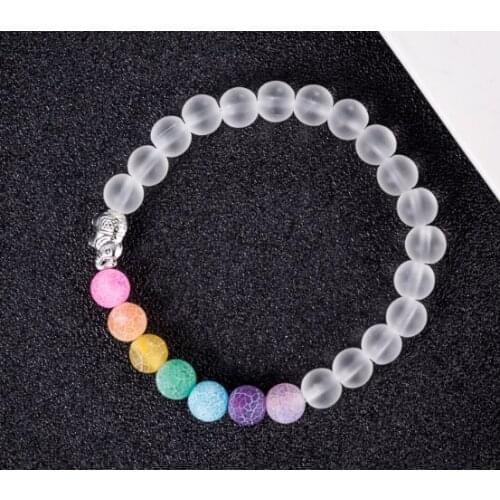 Elephant 8mm bohemian multicolor Agate beads Chakra Reiki Buddha Yoga Bracelet elastic adjustable Volcanic Stone Bangles ugj4