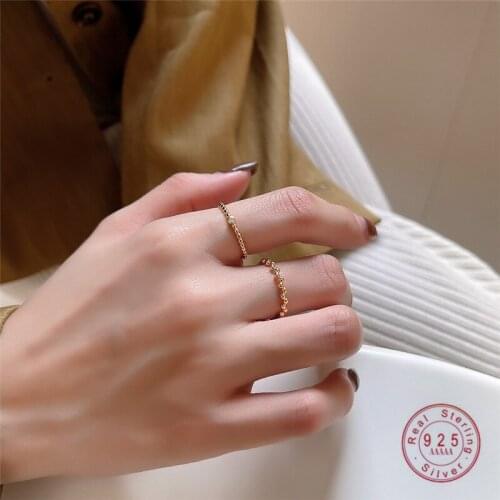 HI MAN 925 Sterling Silver Korean INS Small Round Bead Opening Adjustable Ring Women Fashion Texture Anniversary Jewelry