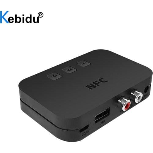 Kebidu A2DP 3.5mm RCA AUX NFC Bluetooth 5.0 Receiver USB Playback Music Receiver Wireless Audio Adapter For Car Desktop Speaker